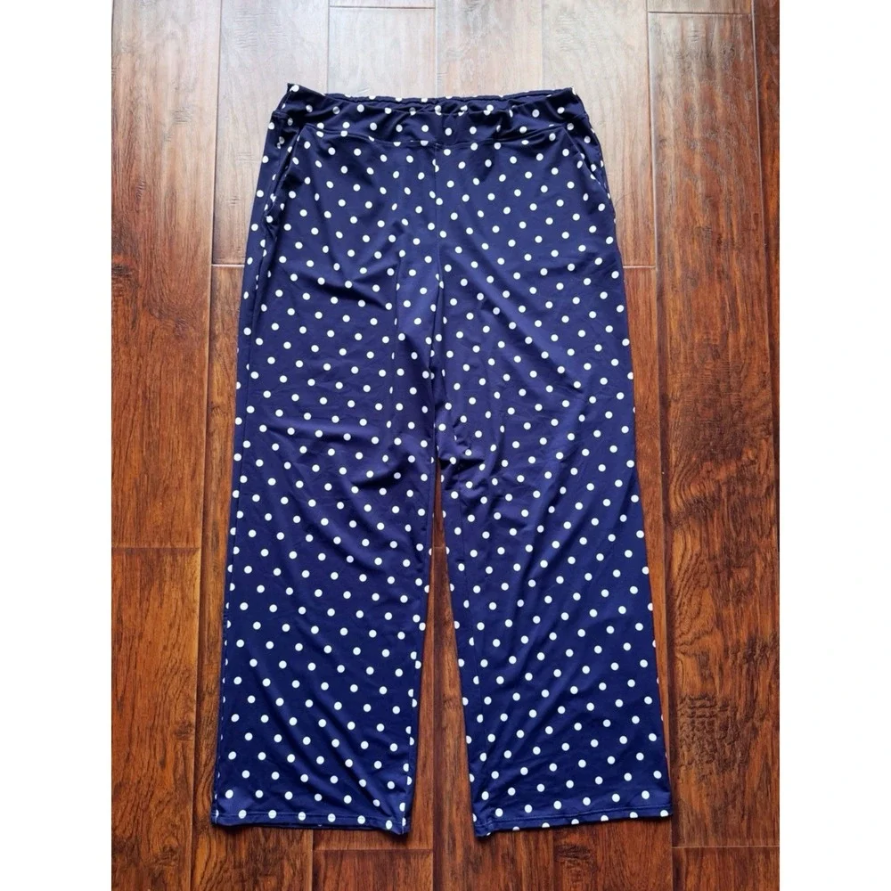 Lands‎ End 4 Pc Swim Set Women's Sz L/XL -16/18 DDD Shirt Pants Tankini Navy Dot
